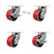 Service Caster 6'' Heavy Duty Red Poly on Cast Iron Caster Set 2 Swivel Lock 2 Brakes, 4PK CRAN-SCC-KP92S630-PUR-RS-BSL-2-SLB-2 - alternate 1